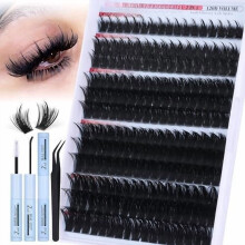 Sada Spiky Lash Clusters Kit120D, objemové páskové řasy 14–22 mm s lepidlem – kompatibilní se všemi systémy clusterových řas