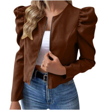 Women's puff sleeve cropped blazer cardigan