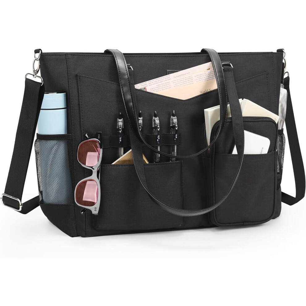 Teacher Tote Bag Laptop Bag For Women 17 Inch Laptop Work Bag With Compartment Large Computer Bags Nylon Office Work Briefcase Handbag Business Bags 9340959288359