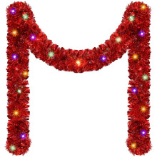 Jul LED-glittergirlande, julgranshängande långt glitter för inomhus- och utomhusdekoration till julfesten