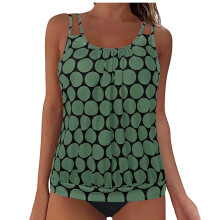 Trajes de baño tankini para mujer, top de baño estampado con shorts, traje de baño de 2 piezas con control de abdomen discreto.