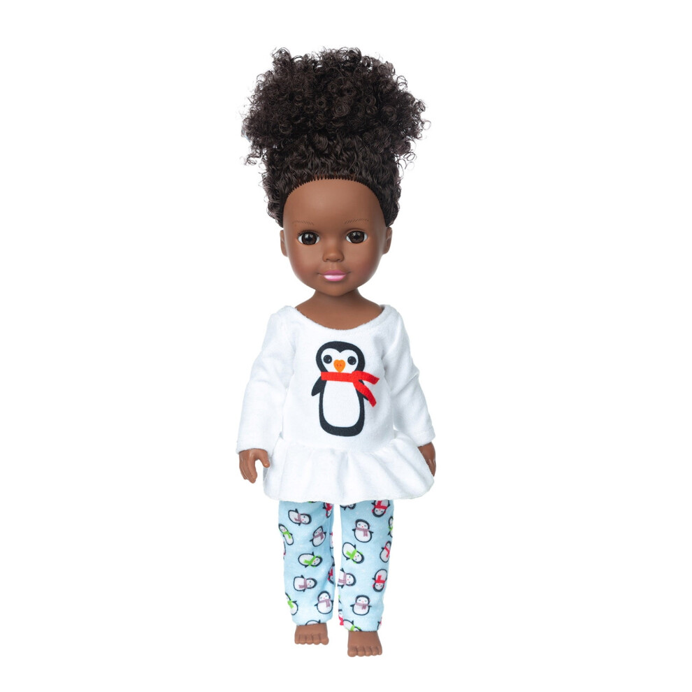Realistic 35CM Curly Black Vinyl Baby Doll - Cute Companion Toy for Kids, Art Collection & Photography Props