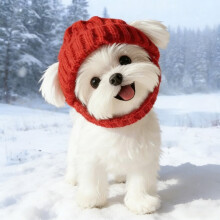 Berretto rosso lavorato a maglia per cani con paraorecchie – Cappello invernale caldo Simpatico scaldacollo lavorato a maglia per gatti e animali