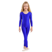 Macacão infantil de manga comprida para meninas, collant, macacão pequeno com decote redondo, manga comprida, elástico e macio, para dança,