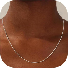 Halskette aus 925er Sterlingsilber mit Kastenkette für Damen – 0,8 mm dick, farbecht, 16/18/20/22 Zoll