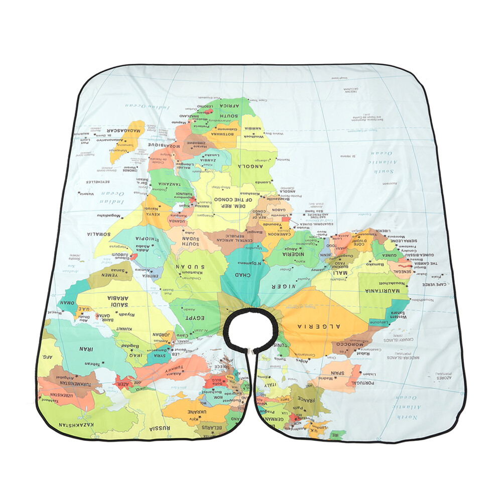 Adjustable Waterproof Salon Cape for Hairdressers Large Map Print Adults