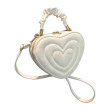 Hartvormige schoudertas, casual PU, trendy crossbodytas voor meisjes, dames en vrouwen, wit
