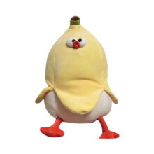 Peluche de pollo y plátano Dundun, adorable, con temática de comida, suave y abrazable (amarillo, 38 cm).