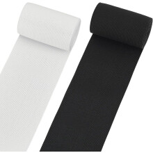 6.6 Yards 4-Inch Wide White & Black Heavy Stretch High Elasticity Knit Elastic Band (3.3 Yards/Color) Mixed Color 1set