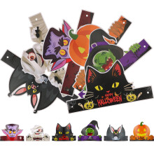 24 pcs halloween hats paper decorations pumpkin cat witch bats