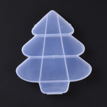 10 stuks transparante plastic kralendoosjes in kerstboomvorm (18x15,9x2,5 cm), 10 vakjes, rookwit, voor sieraden en kralen – compatibel met