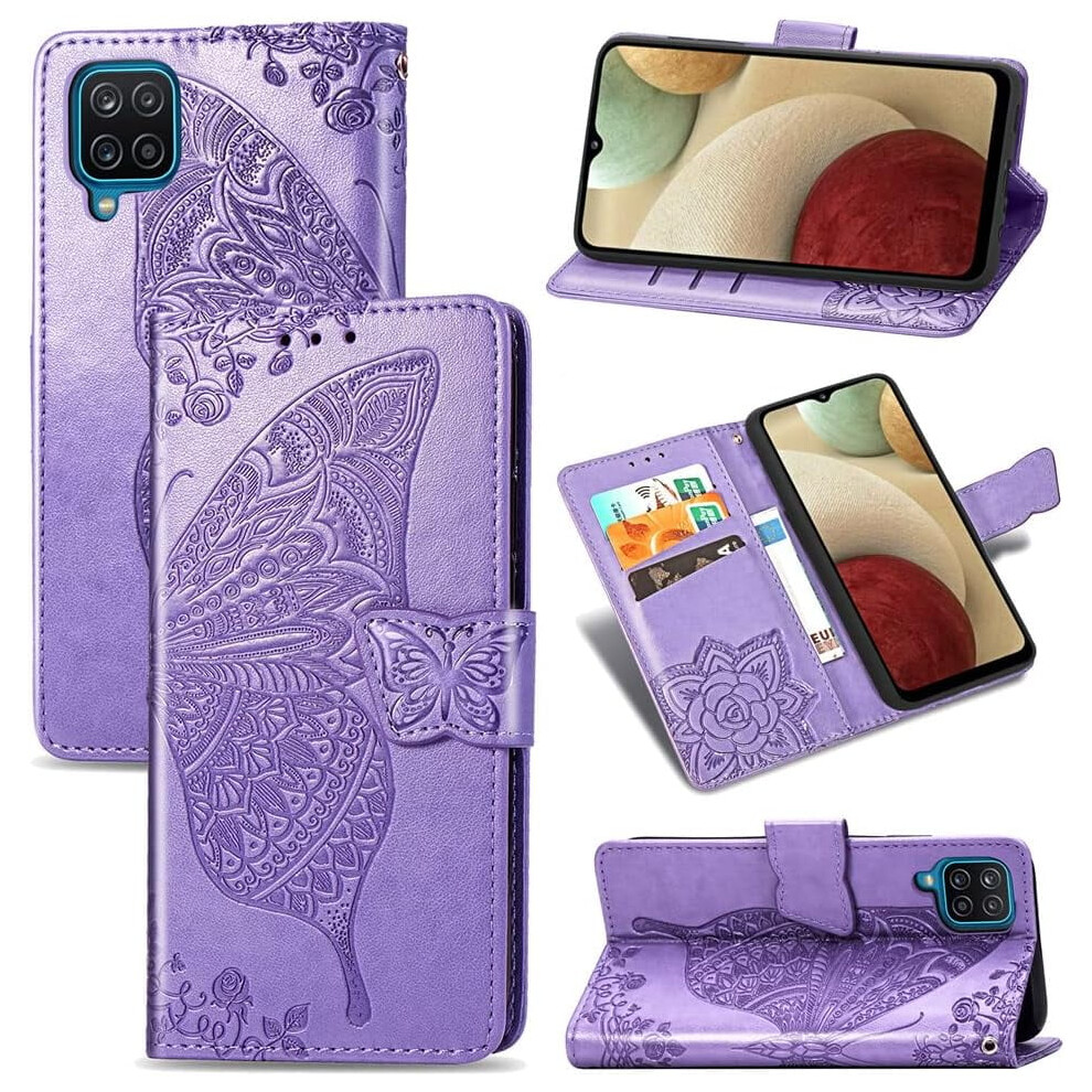 Compatible With Samsung Galaxy A42 5G Wallet Case Â Leather Flip Folio With Kickstand, Magnetic Closure & Card Holder Â Butterfly Violet 9422877454723