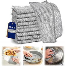Chiffons à vaisselle métalliques anti-rayures, lot de 20, monocouches et multi-usages, pour la vaisselle, les plaques de cuisson et les plans de