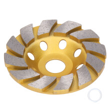 Disco de desbaste diamantado com 12 segmentos, para esmerilhadeira angular de alta resistência, ideal para concreto, pedra e cerâmica. Design tipo