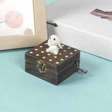 Hand Crank Music Box, Mini Wooden Animal Music Box, Handicraft Ornaments, for Child Unisex Christening Home Decoration(F)