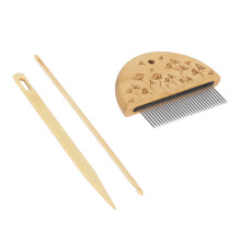 Professional Wooden Loom Comb Set - 10x7.5cm, 4mm Crochet Needles