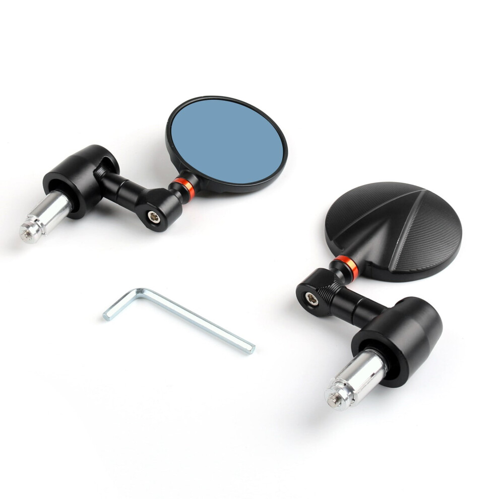 Motorcycle Bar End Mirrors Round Rear Side View 7/8 Inch 9178400785016