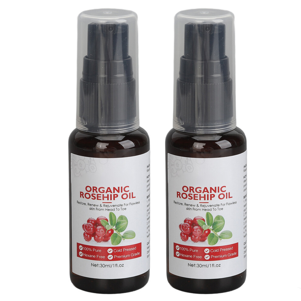 2pcs 30ml Organic Rosehip Seed Oil Facial Serum - Moisturizer, Pore & Fine Line Reduce