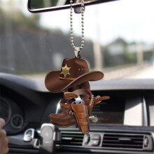 Rearview Mirror Pendant, Personalized Acrylic Cowboy Boots and Hats Car Charm, Western Theme Auto Interior Hanging Decor for Mirror Accessories