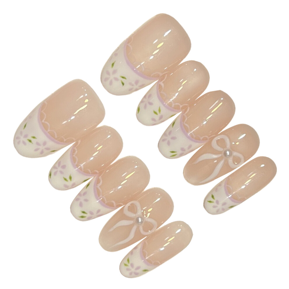 Dachuang Beauty (Xs) Sweet Oval Fake Nails For Diy Manicure