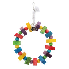 Bells Cage Accessories Bird Bite Swing Hanging Chew Toy For Parrots Colorful Wood Beads Strong Stainless Steel Chain Non Toxic Vibrant Toy For