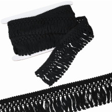 5 Yards x 6cm Cotton Tassel Fringe Trim Boho Macrame Tassel Ribbon Black Fibre Lace Edging Trimmings