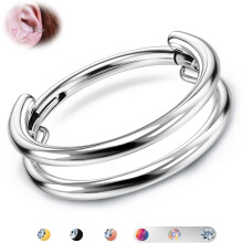 G23 Titanium Cartilage Hoop Earrings – 16G Stacked Clicker, CZ Septum/Conch/Tragus/Daith/Helix/Nose Rings, Silver/Gold, 8/10/12mm, compatible with
