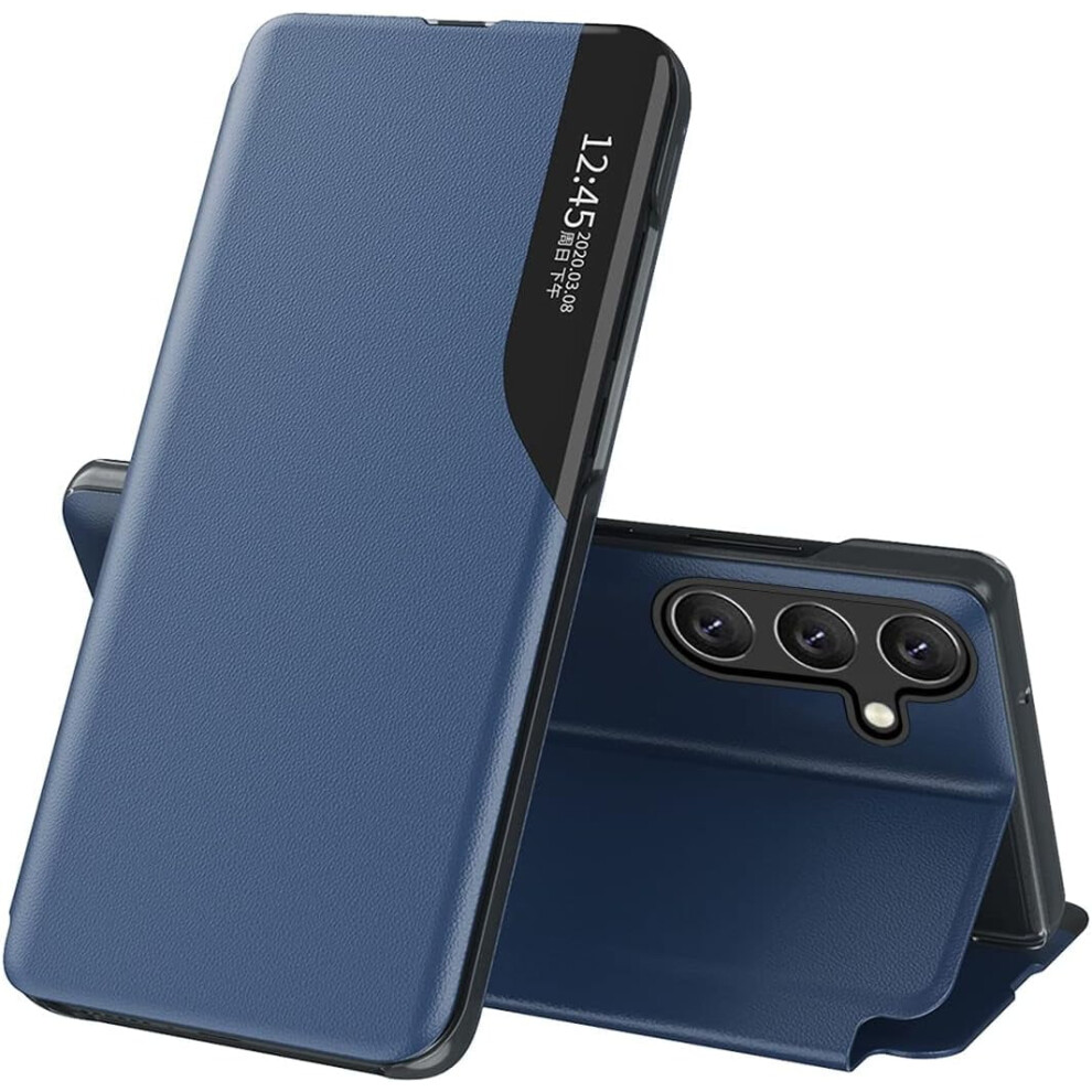 Clear View Leather Flip Case With Kickstand & Magnet For Samsung Galaxy A15 5G Â Shockproof, Protective, Windows Blue 9085618412620