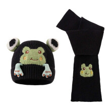 AWZXDE Winter Knit Hat And Scarf Set For Kids With Embroidered Design Baby Winter Hat Soft Yarn Neck Warmer Toddler Hat Black