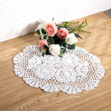 1-Piece Lace Doilies Handmade Crochet Placemats Cotton Doilies Cloth Lace, Oval Shape, 12 x 17 inch