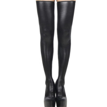 Patent Leather Over-Knee Compression Socks Women Slim Fit