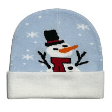 Handmade Christmas Hat for Party Knitted Santa/Reindeer Print Hat Seasonal Festival Hat Adult Kids Hat