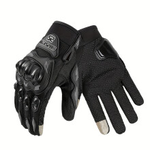 Motorcykelhandskar – Pekskärm Helfinger, Justerbar Kardborre, Andningsbart Mesh, Syntetiskt Material, Ergonomisk Design, Röd Kant, M