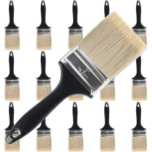 16-Pc 3" Paint Brush Set w/ Treated Plastic Handles – DIY, Home, Furniture, Fences, Deck & Wall Trim – Compatible with All Standard Paints