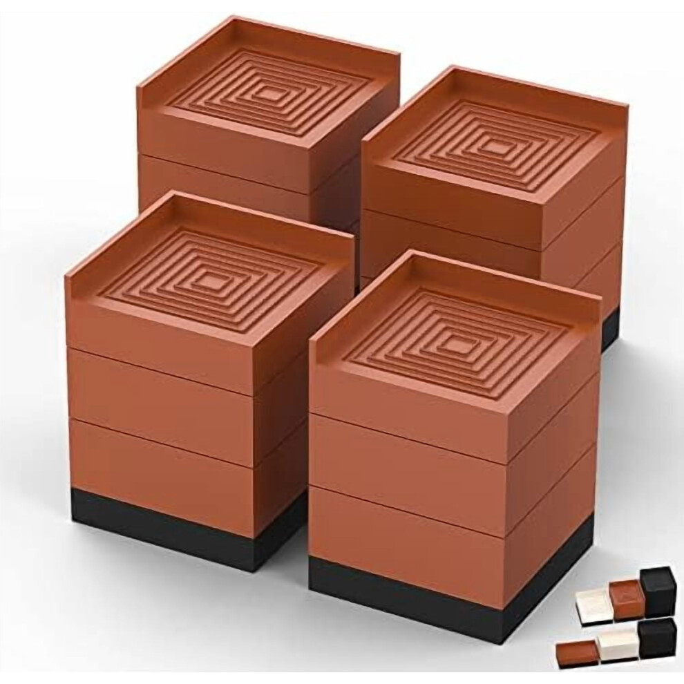 Heavy Duty Furniture Risers (1.5"/3"/4") Â Square Adjustable Blocks, Up To 1300 Lbs, Brown 9085618848108