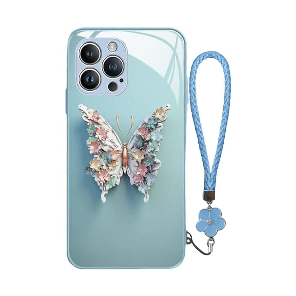 Iphone 14 Pro Tempered Glass Case With Butterfly Pattern 937196934645