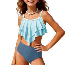 Zweiteiliger Badeanzug, Bikini-Set, schnelltrocknende Sommerbademode, Mädchen-Tankini (7-8 Jahre)