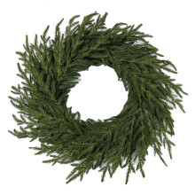 Coroană artificială de Crăciun verde pur, 55 cm, pentru ușă, perete, șemineu – Decor de sărbători pentru interior/exterior (crenguță de