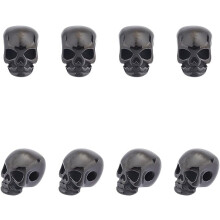 8 Stück anthrazitfarbene Edelstahlperlen im Retro-Totenkopf-Stil mit 2 mm Loch, Metall-Totenkopf-Abstandshalter für Schmuckherstellung und