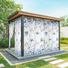 Cortinas com ilhós Blue Ocean, 137 x 213 cm, impermeáveis, para privacidade em varandas e terraços externos, gazebos, pérgolas e jardins –