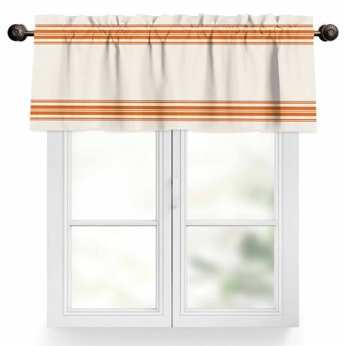 Κουρτινόξυλο Farmhouse Orange Stripe 54x18in, Θήκη για Ράβδο, Φιλτράρισμα Φωτός – Συμβατό με
