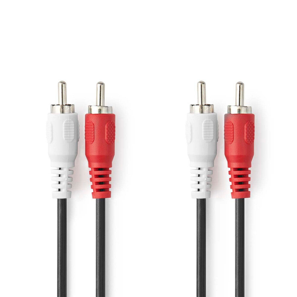 Stereo Audio Cable | 2X Rca Male | 2X Rca Male | Nickel Plated | 5.00 M | Round | | Label Black 5412810420377