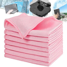 Panos de limpeza de vidro em microfibra (5 unidades, 30x40cm, rosa) – Sem riscos, não risca, multiuso para espelhos, carros, vidros e cozinha;