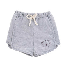 AWZXDE Baby Boys Embroidered Bear Athletic Shorts With Bow Trim Casual Cotton Summer Shorts For Toddler Comfortable Grey,9-12 Months