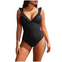 Costum de baie dintr-o singură piesă pentru femei, cu control al abdomenului și volane