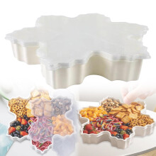 Bandeja de servir em formato de floco de neve com tampa – Recipiente fofo para armazenar doces, queijos e biscoitos – Preço abaixo de US$ 5 (em