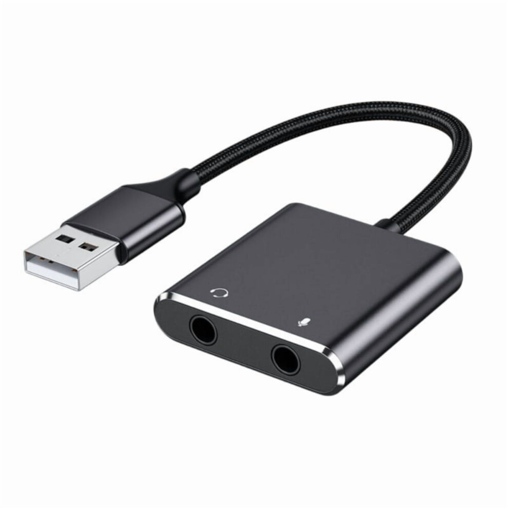 Usb Audio Adapter External Stereo Sound Card With 3.5Mm Headphone Microphone Port Suitable For Pc Mobile Phone Laptop 9181073378393