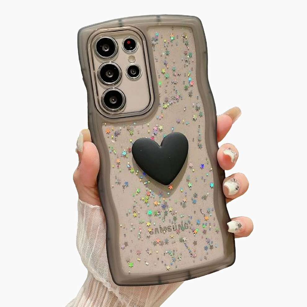 Samsung Galaxy S23 Ultra Clear Case With 3D Heart Glitter 902370135729