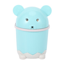 Desktop Mignon De Bureau Corbeille Avec Couvercle Papier Petit Panier Flip Trash Can Plastique Bleu