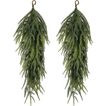 2 st extra långa konstgjorda julgranskulor, 76 cm droppformade dörrkulor i furu, kompatibel med Norfolk Pine Greenery Decor